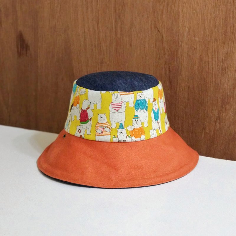 小牛村 手工帽 遮陽帽 漁夫帽 動物 熊貓【北極熊ootd】 - 帽子 - 棉．麻 黃色