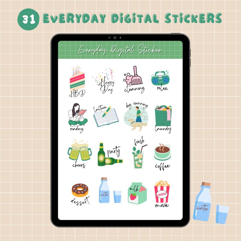 Everyday Digital Stickers Goodnotes & Notability | Daily Digital Planner Sticker - 電腦手機桌布/貼圖/App 圖示 - 其他材質 