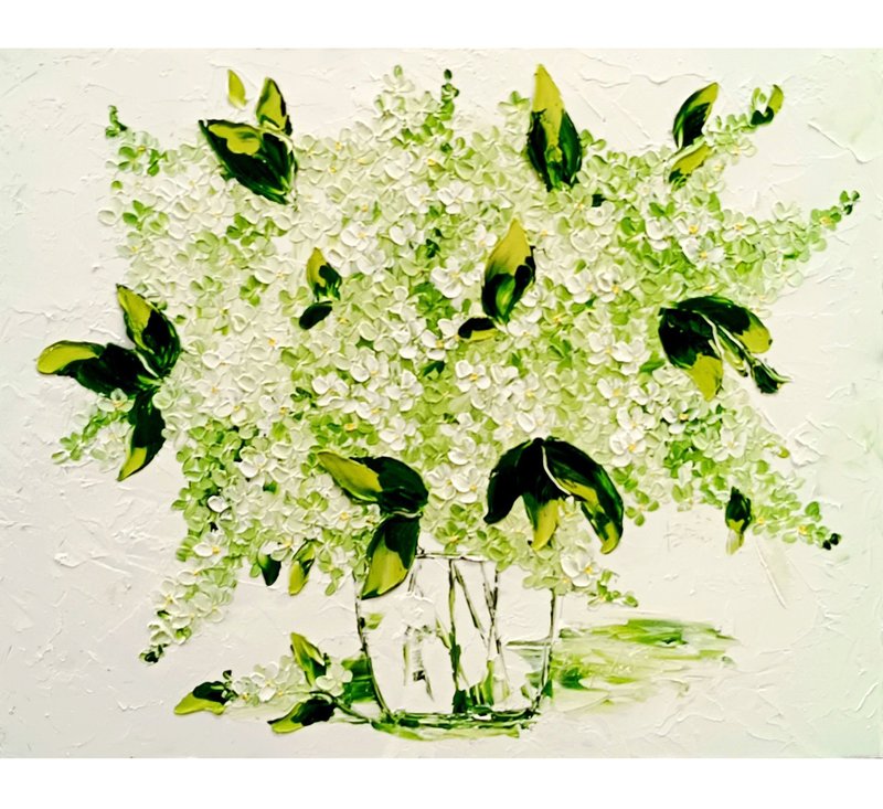 Lilac Oil Painting Original Artwork Impasto FlowerArt Lilac Flowers 16 x 20 - 壁貼/牆壁裝飾 - 其他材質 白色