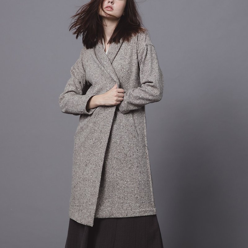 Single button long coat - Vintage white - Women's Casual & Functional Jackets - Wool White