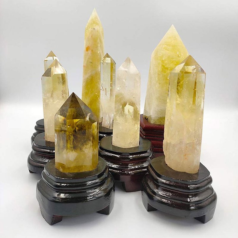 Lucky Citrine Pillar (with bottom seat)-A total of 8 types of feng shui ornaments - Items for Display - Other Materials Yellow