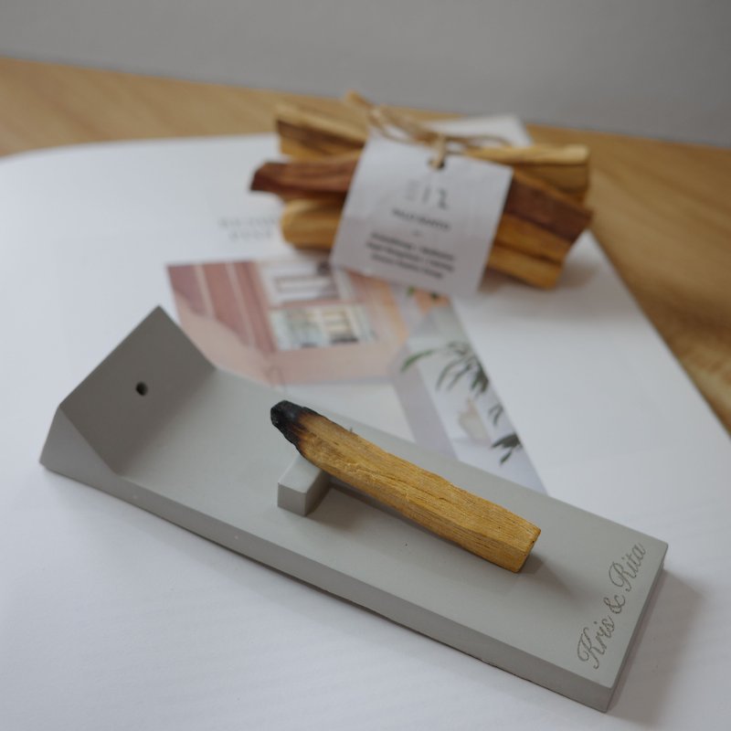 Customized gift] Incense stand – square x tower incense / incense stick / sacred wood - น้ำหอม - ปูน สีเทา