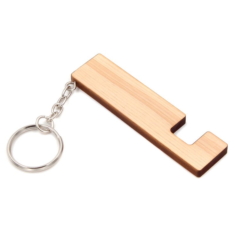 台灣檜木手機架鑰匙圈|可加購刻中文,英文製作專屬便攜懶人固定架 - 鑰匙圈/鑰匙包 - 木頭 金色