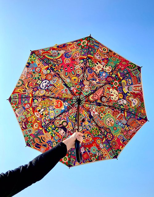 彩虹文創 【出入平安】晴雨傘 經典款 抗UV防風防曬 涼感 雙層直傘