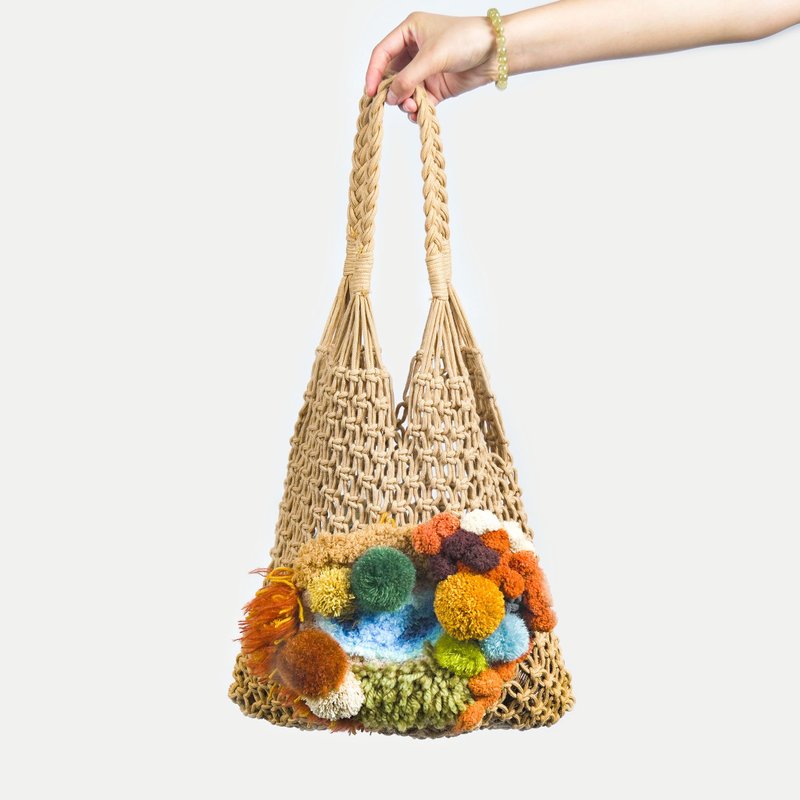 Oasis-Handmade crochet shoulder bag-wool/handmade/three-dimensional/gift/leisure bag/can carry computer - Handbags & Totes - Wool Brown