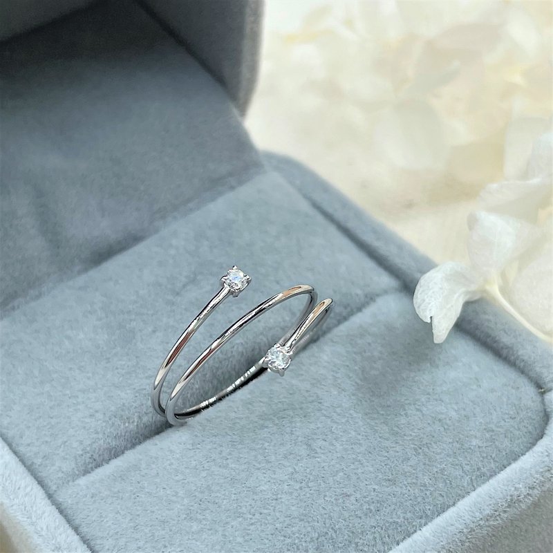 เครื่องประดับ แหวนทั่วไป ขาว - Natural Diamond 18K Gold/750W Platinum Ring Light Jewelry S296