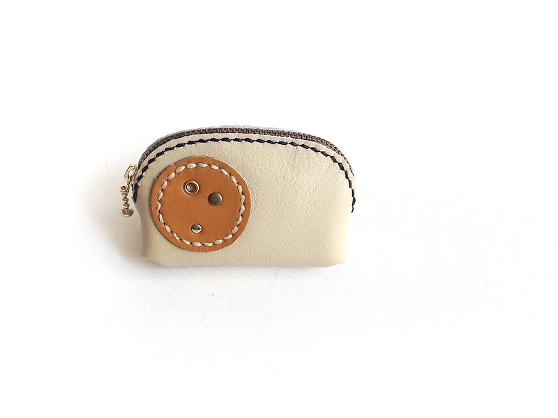 POPO│ │ creamy white leather. Shell wallet │leather - Coin Purses - Genuine Leather White