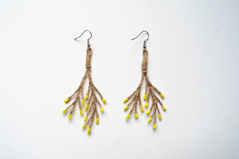 Promotion Vintage Yellow Flower Branches Earrings Christmas Gift Hook - Earrings & Clip-ons - Plants & Flowers Yellow