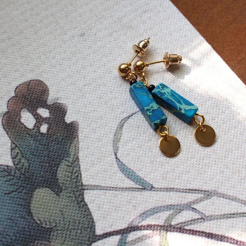 Oriental blue earrings - ต่างหู - วัสดุอื่นๆ 