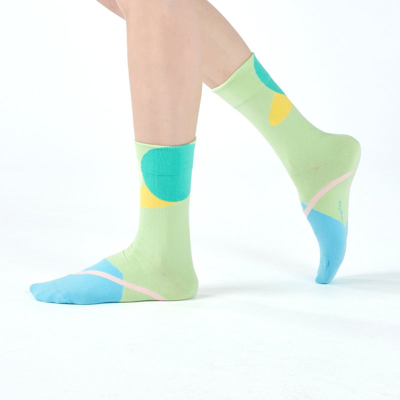 Final Match/Light Green (F) - MIT Design Socks - ถุงเท้า - ผ้าฝ้าย/ผ้าลินิน สีเขียว