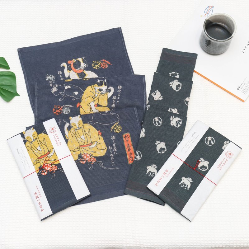 今治著色拔染毛巾-江戶貓/白兔 - 毛巾/浴巾 - 棉．麻 