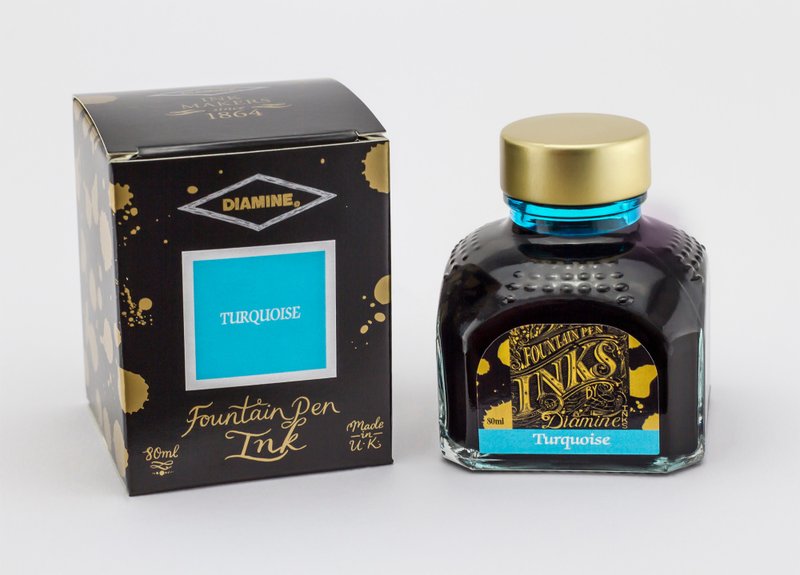 Diamine Turquoise Fountain Pen Ink - 墨水/鋼筆墨水 - 玻璃 藍色