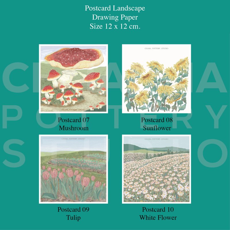 Postcard Landscape Flowers - 卡片/明信片 - 紙 多色