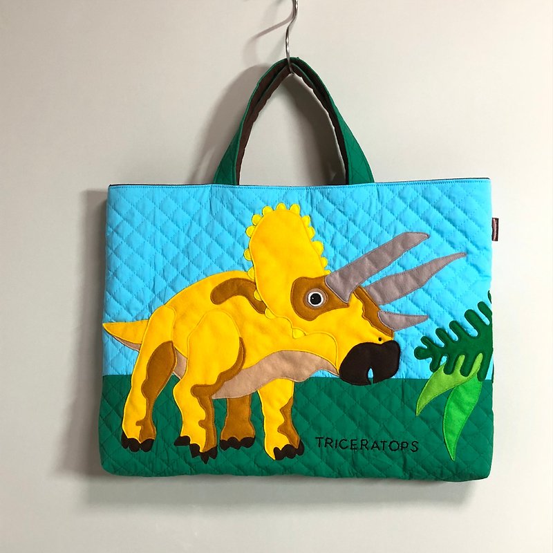 Book bag Dinosaur Triceratops - อื่นๆ - ผ้าฝ้าย/ผ้าลินิน สีเหลือง