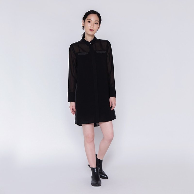 Independent female dress shirt Indie Girl Statement Shirt Dress black - One Piece Dresses - Cotton & Hemp 