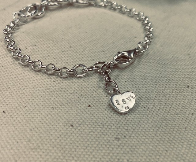 Love Heart Sterling Silver Bracelet Love Heart Tag