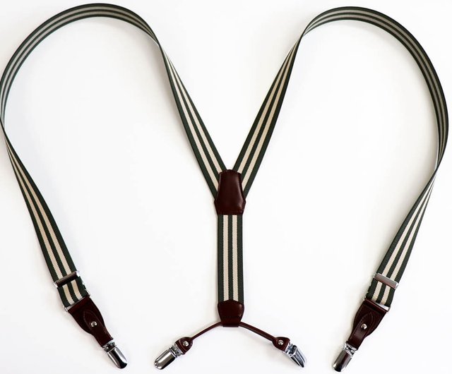 NOMURA Suspenders Double One ENG Leather 30mm width 2 courses Casual Stripe  - Shop nomurabelt Belts - Pinkoi