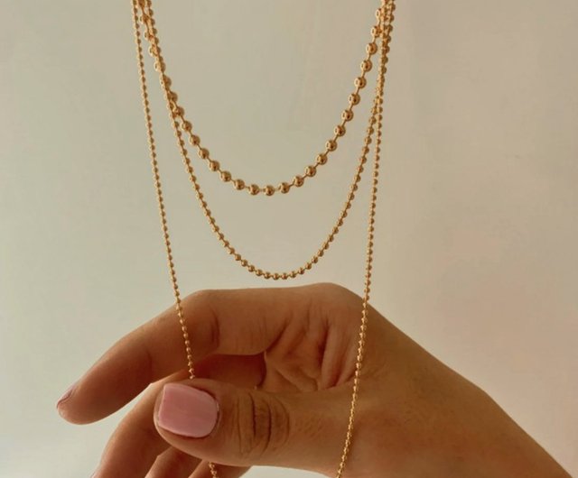 CReAM】Miriam American 18K Gold Bead Ball Nude Chain Women's