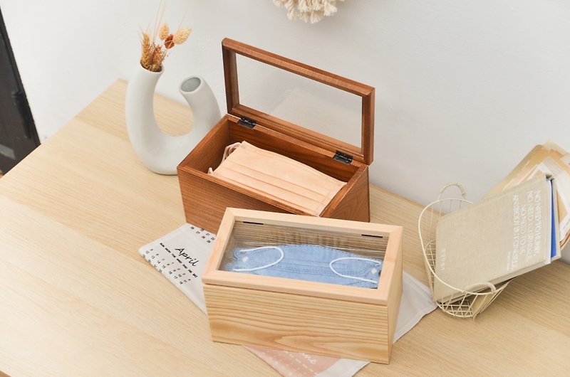 [Ash Wood Mask Storage Box] Large Capacity Mask Storage Box Mask Box Wooden Tissue Box Storage Box - กล่องเก็บของ - ไม้ 