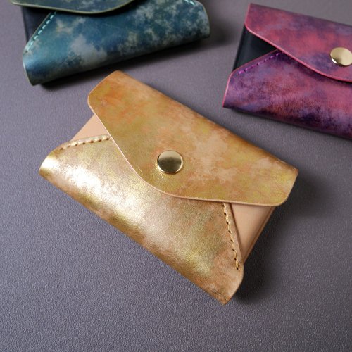 Ample Leather 華麗大容量名片夾-礦石金 免費客製烙印