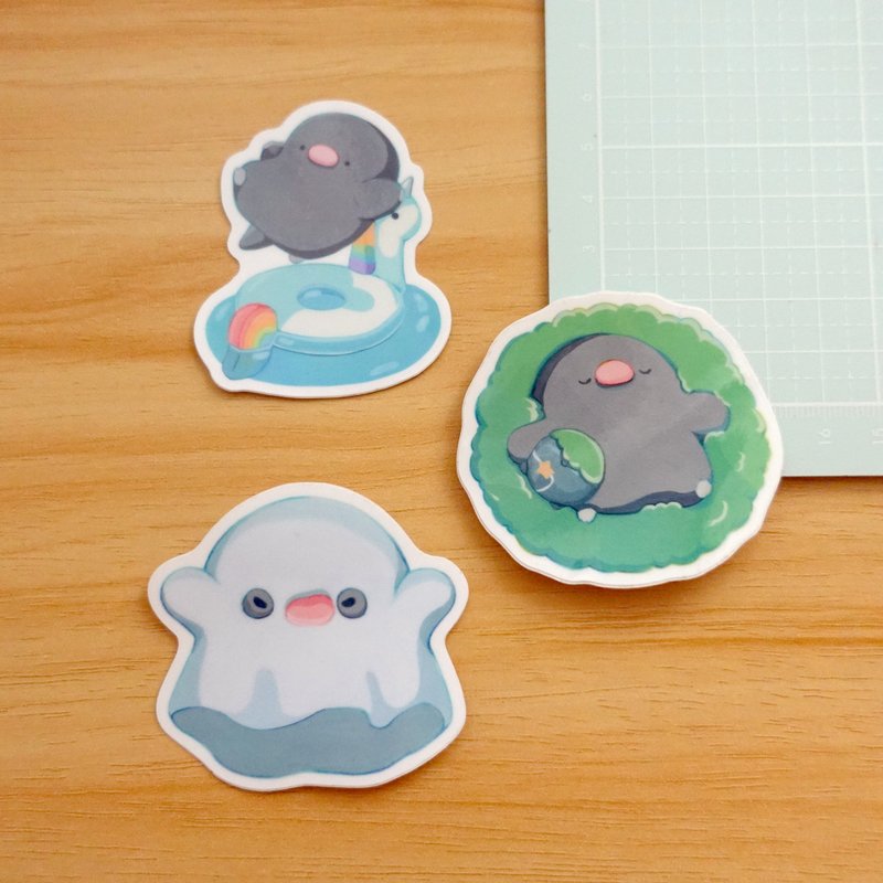 【Waterproof Sticker】Moss, Ghost, Floating | Peachtober 2023 - Stickers - Paper Multicolor