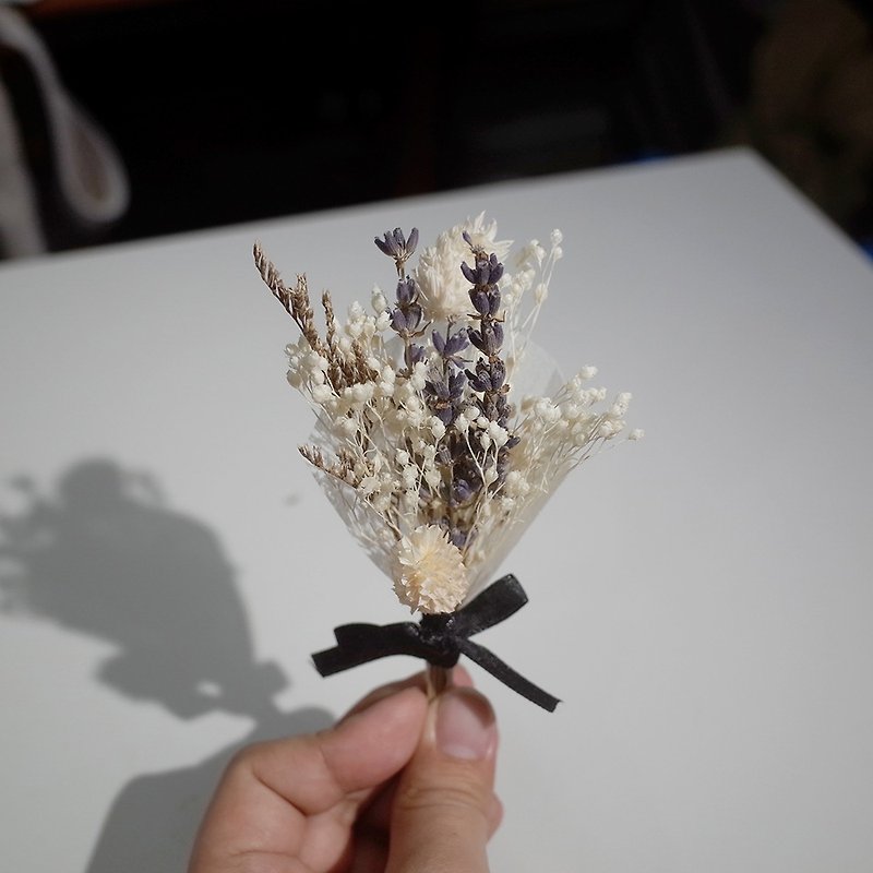 【Q-cute】 dry flower small corsage series - elegant wind - เข็มกลัด - พืช/ดอกไม้ สีม่วง