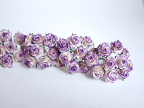 makemefrompaper Paper Flower, centerpiece, 100 pieces mulberry rose size 1.5 cm., purple color