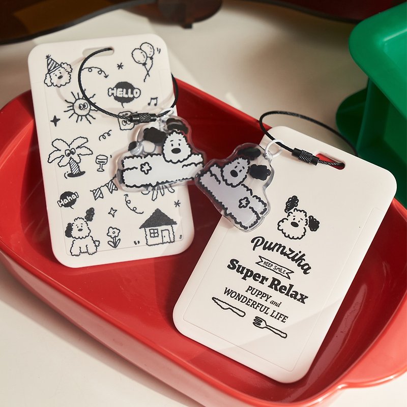 Cute graffiti dog card holder dog pendant badge holder - Other - Other Materials 