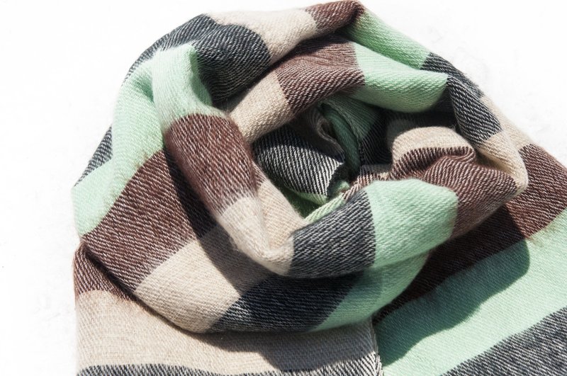 Pure wool scarf / knitted scarf / knitted scarf / cover blanket / pure wool scarf / wool scarf-mint candy - Knit Scarves & Wraps - Wool Multicolor