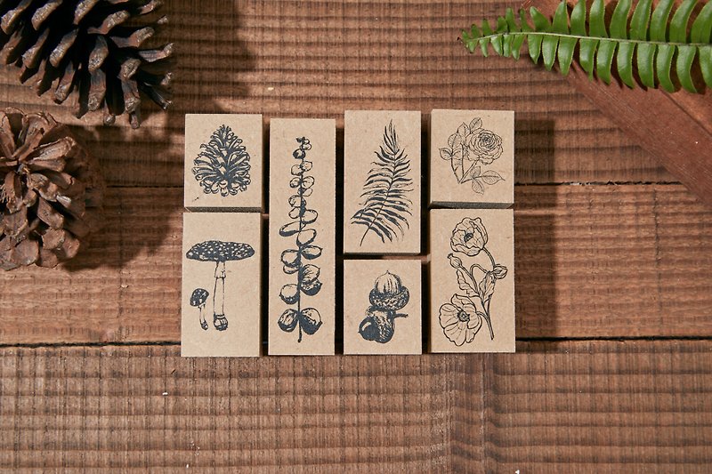 Seasonal Forest Stamps 7 Set - ตราปั๊ม/สแตมป์/หมึก - ไม้ สีกากี