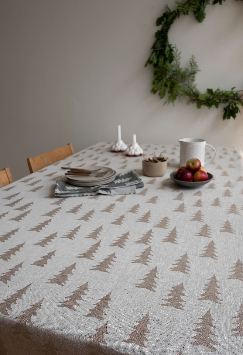 北歐設計師款 – 冷杉桌巾(147X147cm) Gran Tablecloth, Sand - 餐桌布/桌巾/餐墊 - 棉．麻 黑色