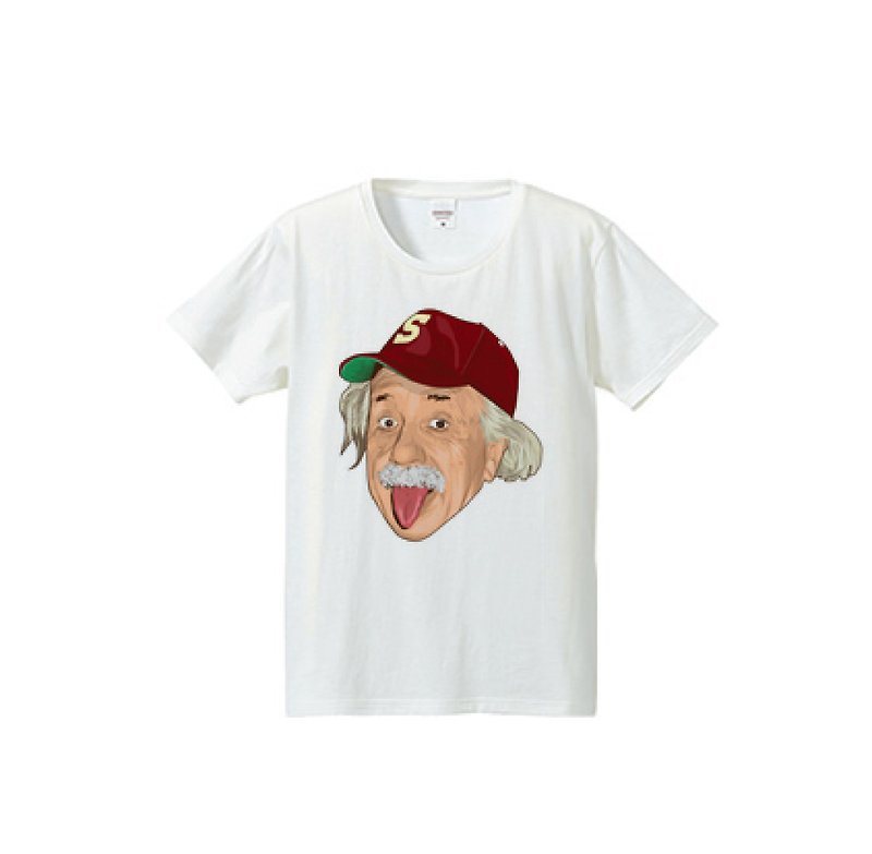 Albert Einstein Outdoor (4.7oz T-shirt) - เสื้อฮู้ด - ผ้าฝ้าย/ผ้าลินิน ขาว