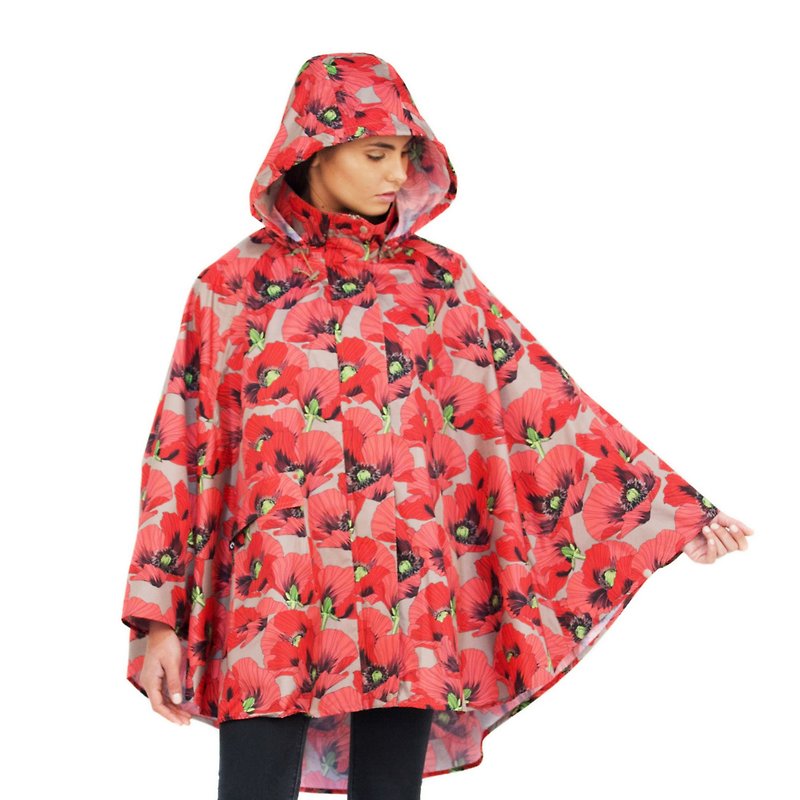 November Rain waterproof poncho - Poppies - Umbrellas & Rain Gear - Polyester Multicolor