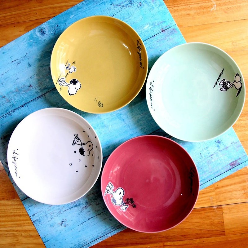 【Graduation Gift-Free Shipping】SNOOPY Snoopy-Season Series Deep Plate 4pcs (21cm) - Plates & Trays - Pottery 