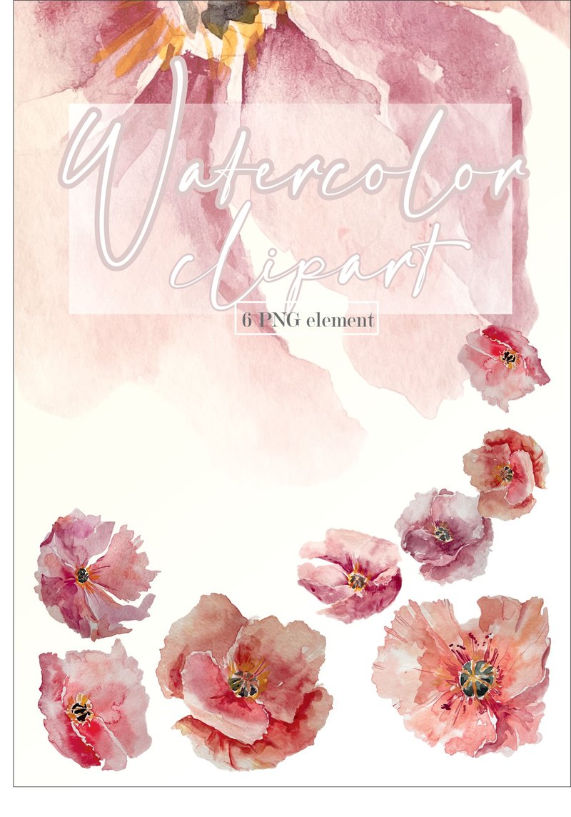 Floral watercolor clipart - วาดภาพ/ศิลปะการเขียน - วัสดุอื่นๆ 