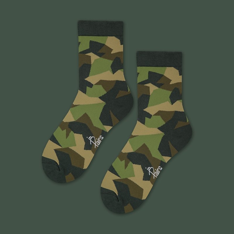 ・Camouflage geometry - ถุงเท้า - ผ้าฝ้าย/ผ้าลินิน หลากหลายสี