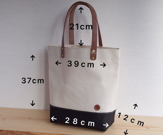 帆布トートバッグ縦長LLサイズ　　ライム 倉敷産帆布×本革 [A4サイズ対応]縦長トートバッグ(カーキ×黒
