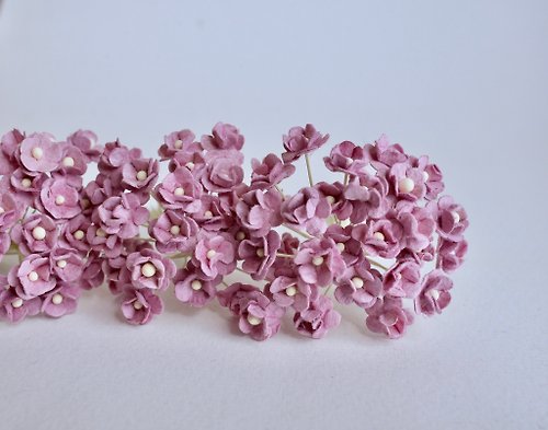 makemefrompaper paper flower, supplies, 100 pcs. Canadian anemone, size 0.8 cm. plum color