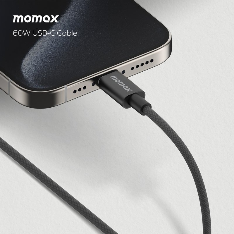 Momax Elite 60W USB-C to USB-C 0.5m Nylon Braided Cable DC29 - Chargers & Cables - Plastic Black