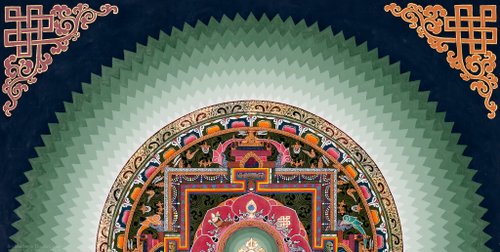 曼荼羅(アンティーク) 一点物〕タンカ - 八吉祥曼荼羅 アシュタマンガラ Ashtamangala