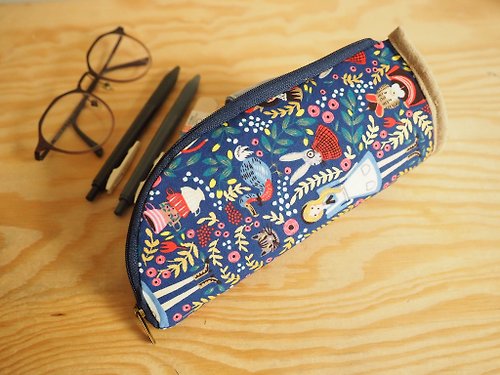 sunflowercorsage 英國製作 深藍愛麗詩直立式筆袋 眼鏡袋 餐具袋 化妝袋