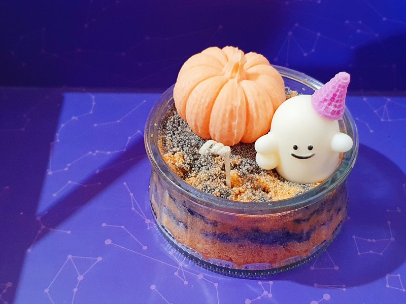 【ホワイトゴースト フレグランス 砂絵カップ】キャンドル材料パック ハロウィン フレグランキャンドル 親子手作り - キャンドル/アロマ/手作りせっけん - 蝋 オレンジ