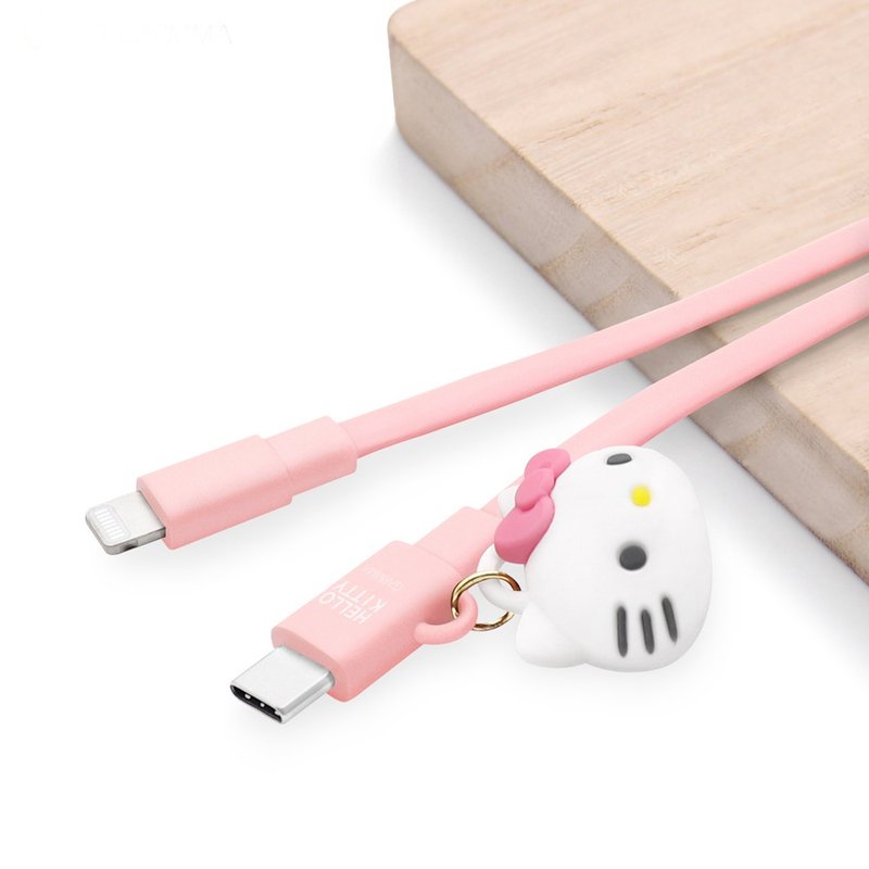 GARMMA Hello Kitty Type-c to Lightning PD傳輸充電線 甜心粉 - 行動電源/充電線 - 其他金屬 粉紅色