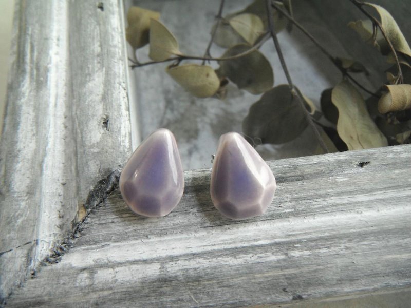 jewel cut pierce pairshape lavender - Earrings & Clip-ons - Pottery Purple