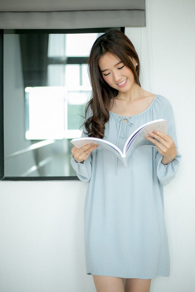 Mandy flare dress - 洋裝/連身裙 - 棉．麻 藍色