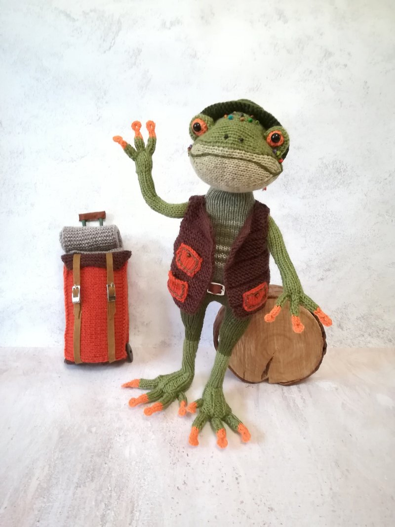 Knitting pattern for a cute frog toy, knitted plush frog, art frog doll - 線上教學/教學影片 - 其他材質 