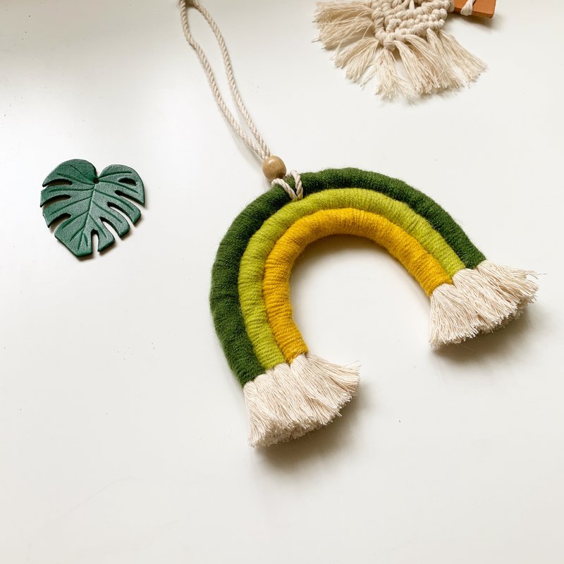【青青綠祈願彩虹。編織掛飾】吊飾 手工  禮物 家飾 - 擺飾/家飾品 - 棉．麻 綠色