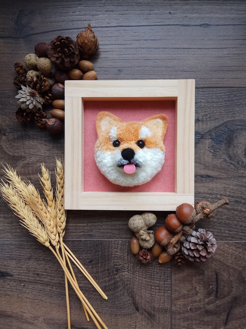 Shiba Inu Hair Ball Pet Dog Photo Frame - กรอบรูป - ขนแกะ สีส้ม
