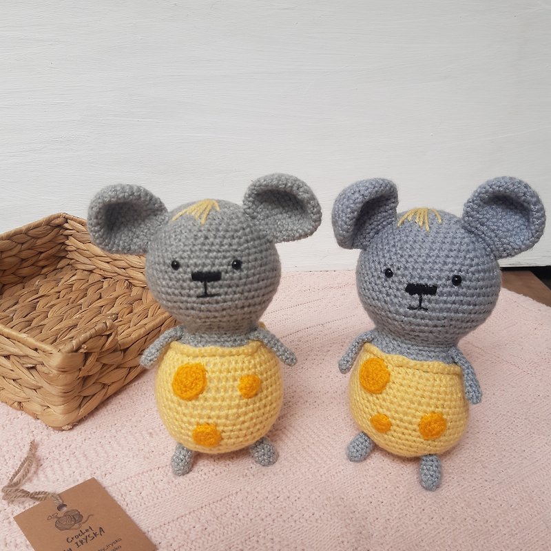 Hand crochet funny Mouse Stuffed toys Animals Plush toys Knit gift Amigurumi - Kids' Toys - Other Materials Gray