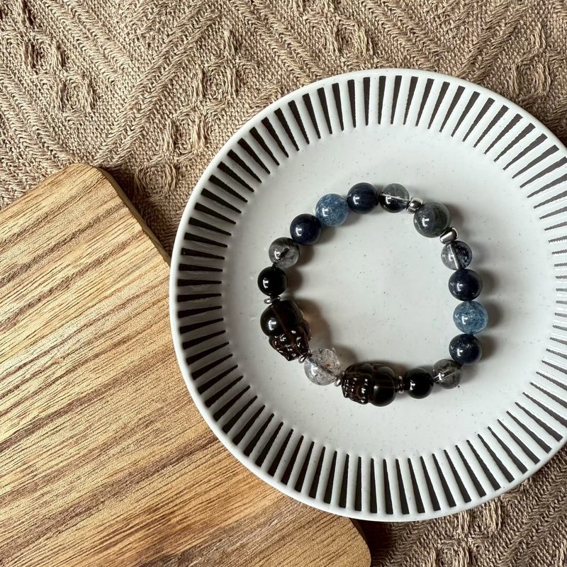 落ち着きと安定をもたらすスモーキークォーツ貔貅（ひきゅう）伸縮性ブレスレット - ブレスレット - クリスタル 